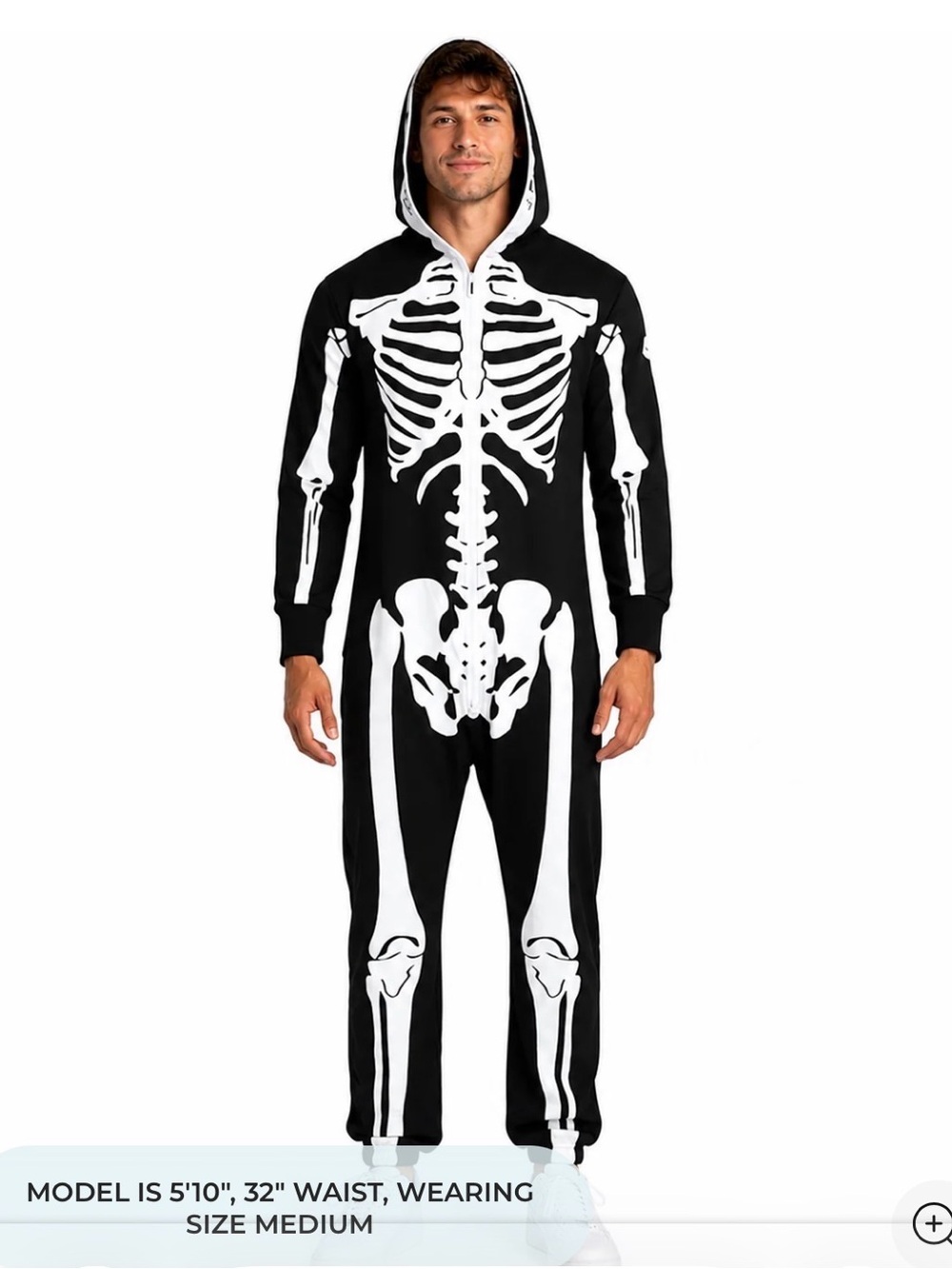 Tipsy Elves Black & White Skeleton Hooded Costume Onesie size Medium